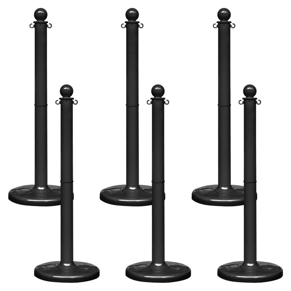 Black Medium Duty Stowable Stanchion, 6PK